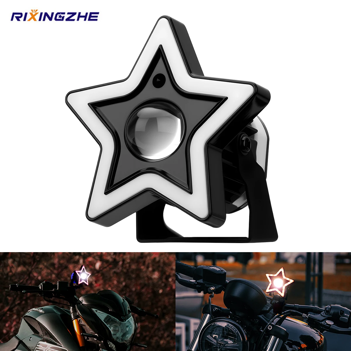 

Motorcycle LED Spotlight Star-shaped RGB Flashing Light LED Lens auxiliary Headlight Day Running Light Decorative Accessories