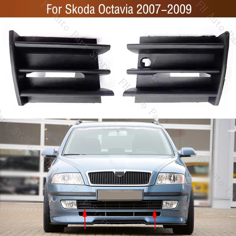 

For Skoda Octavia 1z 2007 2008 2009 Front Bumper Fog Light Foglamp Grille Frame Bezel Hood Tow Hook Cover