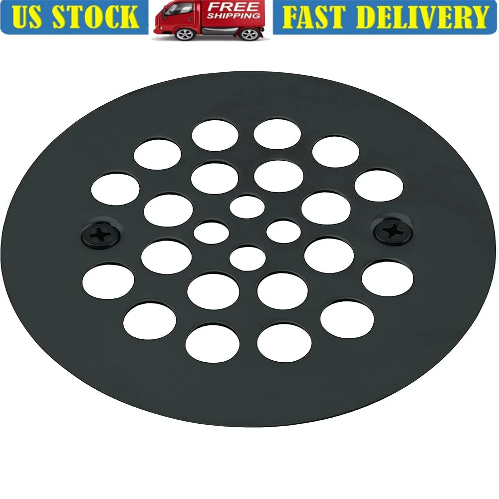 

Пластиковый сетчатый фильтр для душа, гриль, матовый черный, латунная конструкция, диаметр 4,25 дюйма, ввинчивающая конструкция, в комплект входит 2 винта, легко