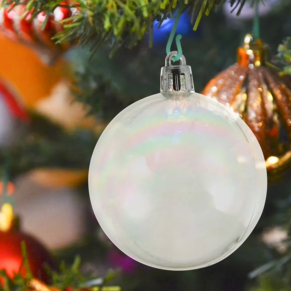 

40 Pcs Christmas Decoration Balls 3cm 4cm 5cm 6cm Transparent Plastic naments Xmas Tree Hanging Party Supplies
