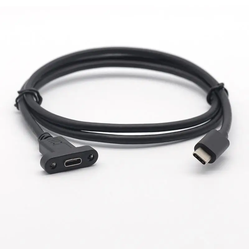 USB3.1 Type C Panel Mount Male To Female Cable Lock Connector Cable USB-C Extension Line For Female Type C Extension Cable