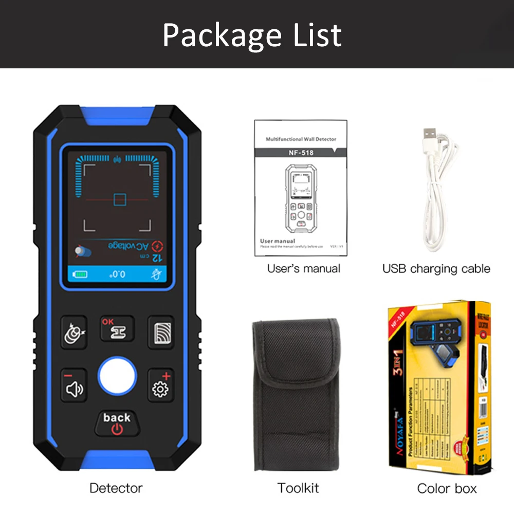 NOYAFA NF-518 Metaaldetector Stud Finder Houten Studs Professionele Live Wire Metaal Hout Detector Wandscanner Elektrische Box Finder
