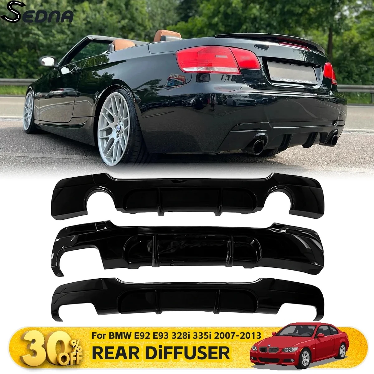 

For BMW E92 E93 328i 335i 2007-2013 Coupe/Convertible Rear Bumper Diffuser Splitter Lip Auto Parts Car Tuning Guard Accessories
