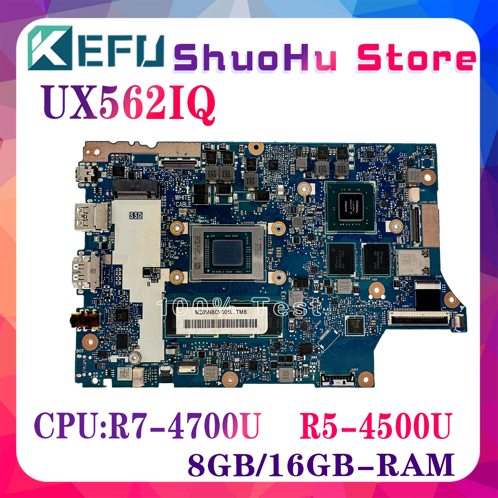 KEFU-placa base para portátil ASUS ZenBook Flip 15, UX562I, UX562, Q507IQ, con R5-4500U de R7-4700U, 8GB/16GB de RAM, V2G