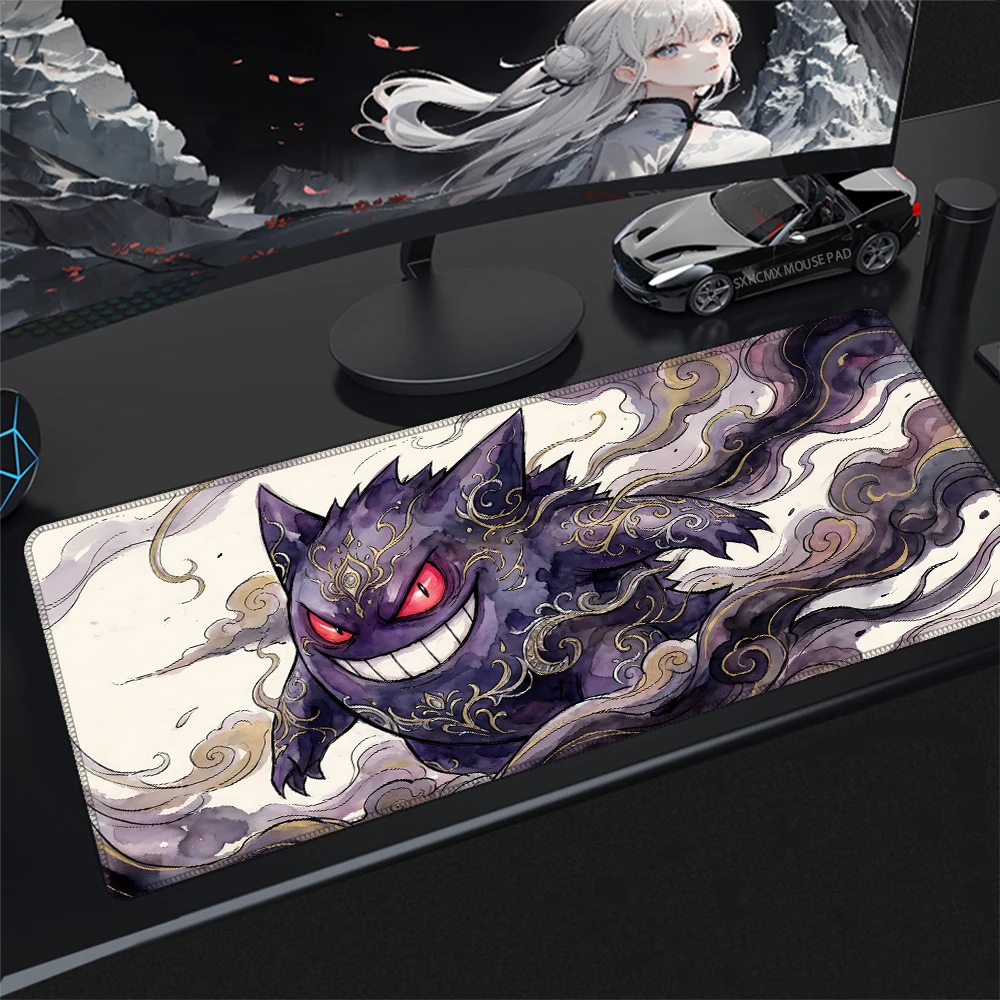 P-Pokemon Gengar Large Mouse Pad 100x50cm Extended Gaming Desk Mat Big Anti-Slip Keyboard Pad for Computer Laptop Gamer