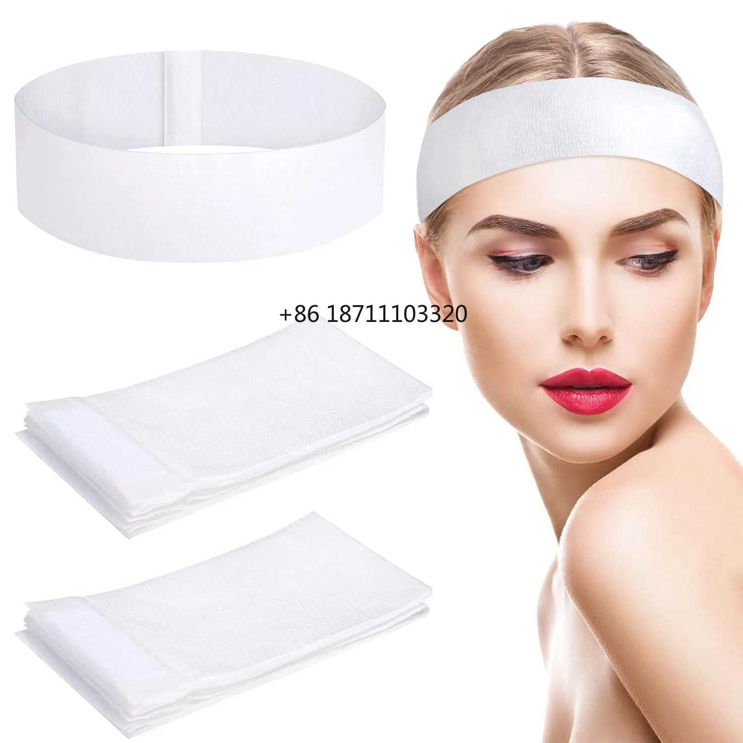 

100 Pieces Disposable Spa Headband Soft SkinS Care Hair Band Stretch Non-Woven Facial Headband