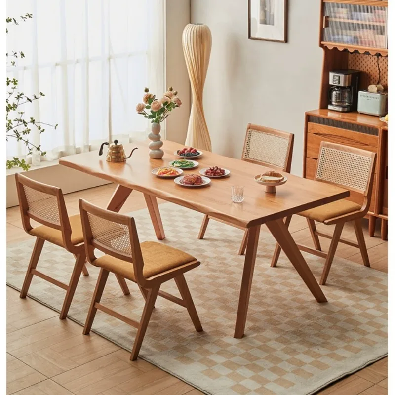 

large board table Japanese pure solid wood desk workbench Cherry wood fish whale dining table Thickened large long table