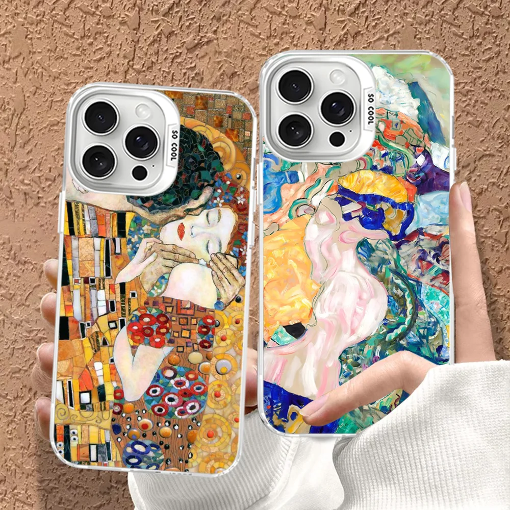 

The Kiss Gustav Klimt Painting Phone Case For IPhone 16 15 14 13 12 11 Pro Max X XR XSMAX 8 7 Plus Matte Shockproof Back Cover