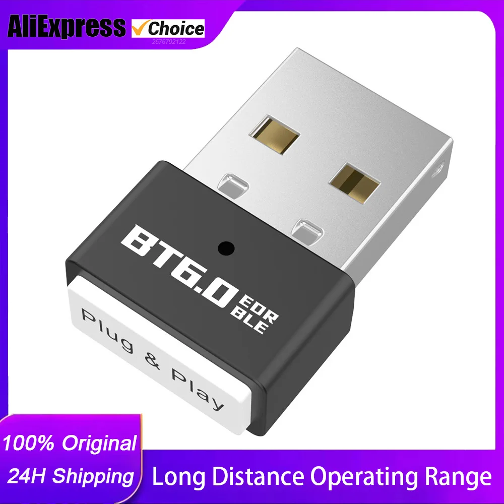

USB-адаптер Bluetooth 6.0 для ПК с Windows 11/10/8.1/8/7, Bluetooth-приемник и передатчик для клавиатуры и мыши, новый