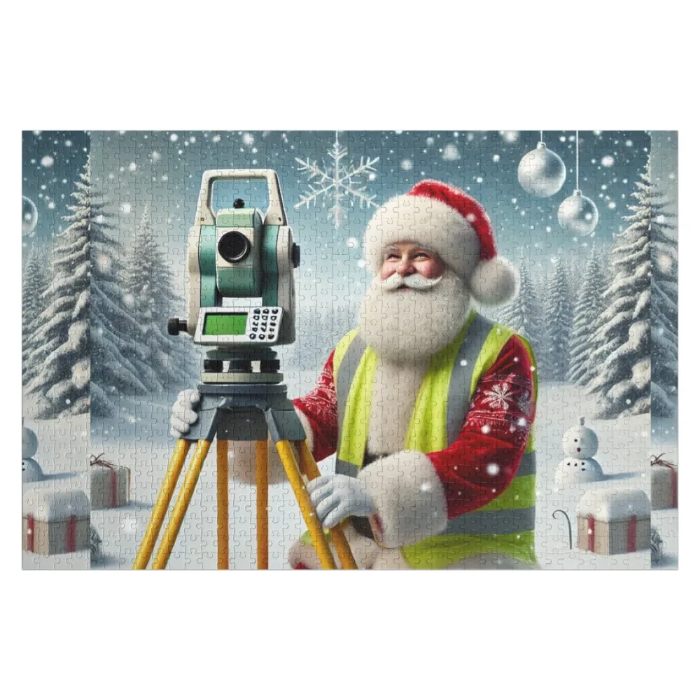 Santa the Surveyor Jigsaw Puzzle Custom Wood Picture Personalized Child Gift Custom Puzzle