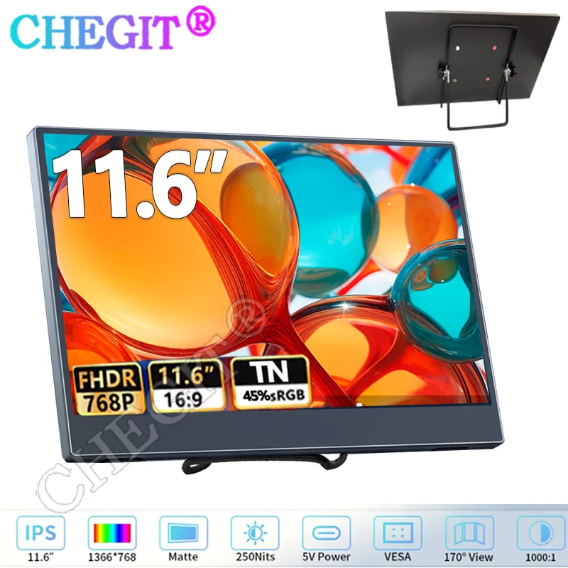 

11.6 Inch Portable Monitor HDMI-Compatible Laptop second screen Gaming Extended Display VESA bracket hole For PC Switch/PS4/Xbox