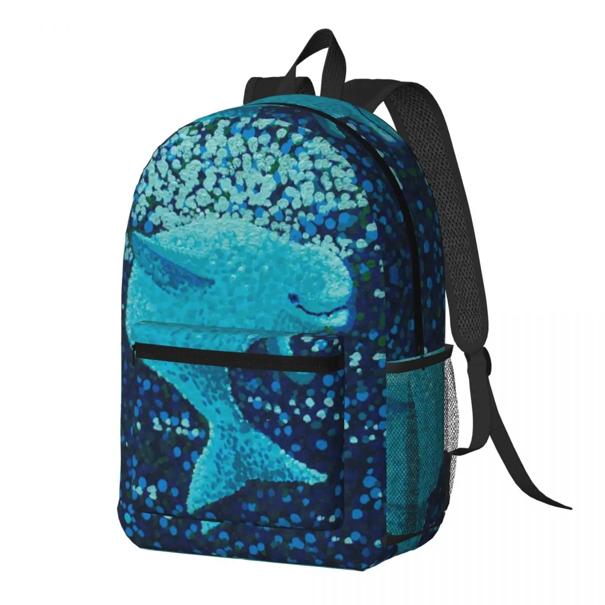 

Blue White Manatee Print Backpack Daypack Large Capacity Kids BookBag School Bag Shoulder Bags for Men Women