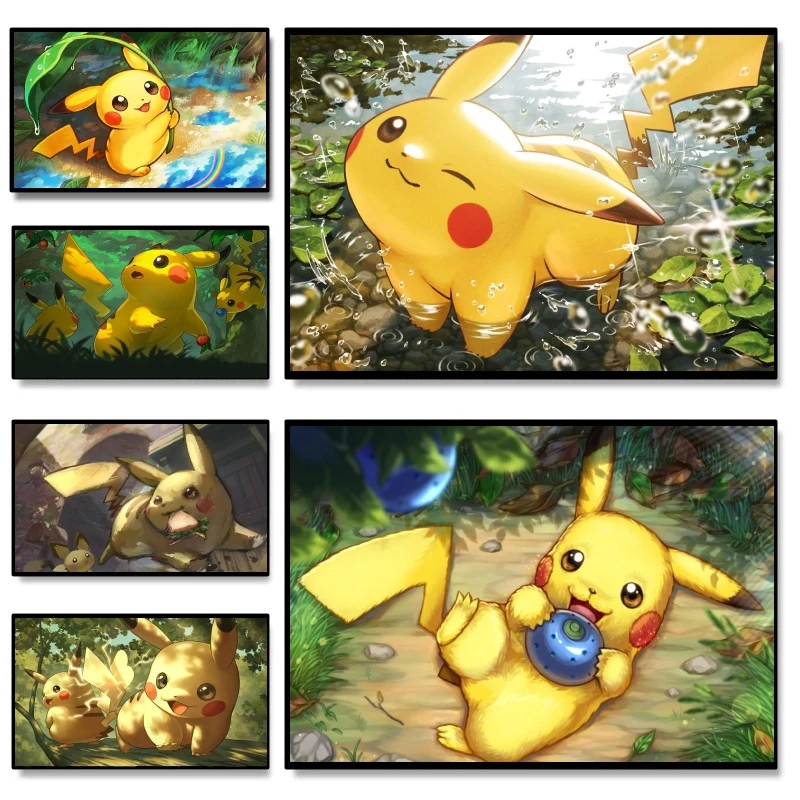 Canvas Posters Pikachu Picture Print Wall Home Room Painting Cuadros Best Gift Hanging Decoration Paintings Spray Printing