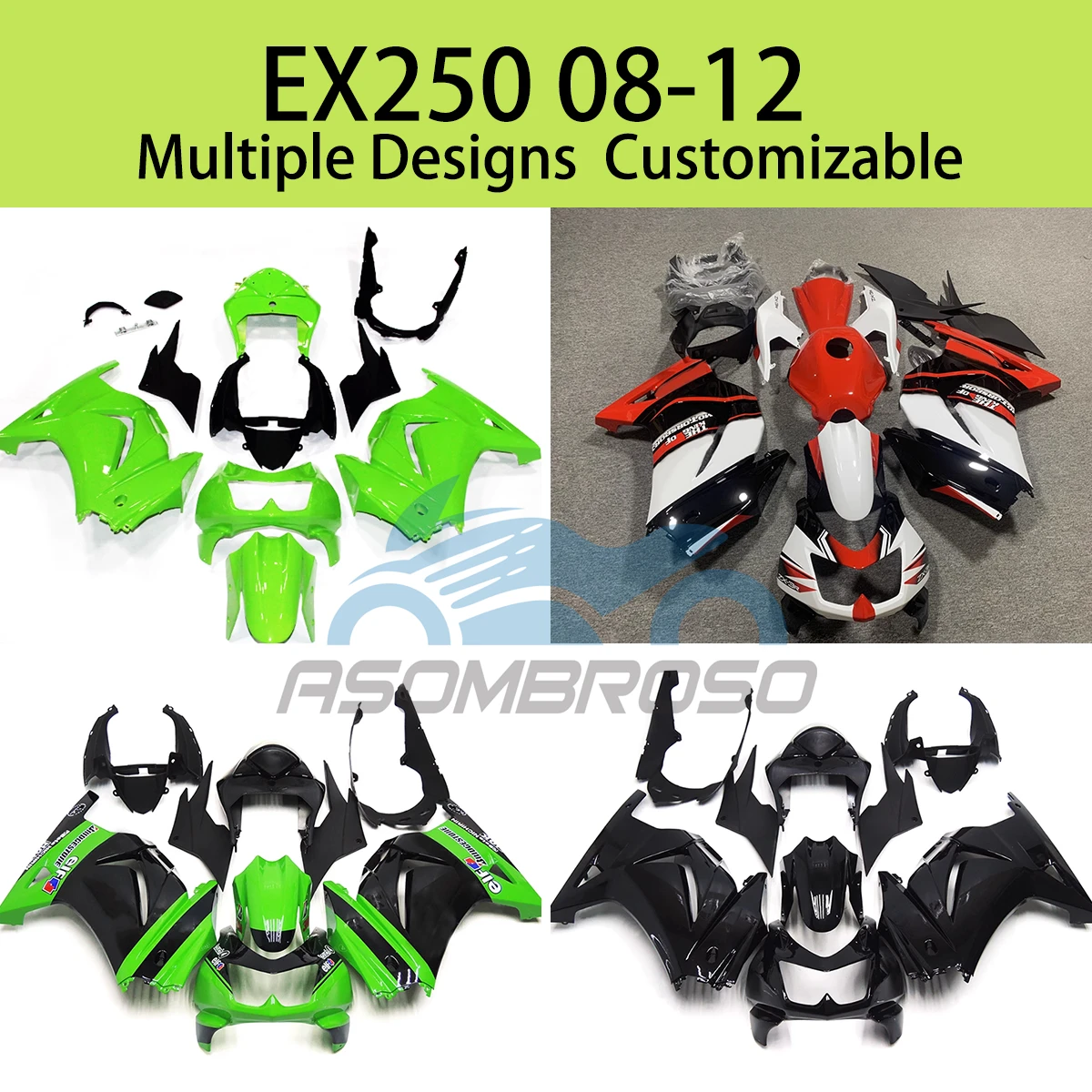 For EX250 2008 2009 2010 2011 2012 Best Unique Fairing Kit 08 09 10 11 12 Motorcycle Set Fairings