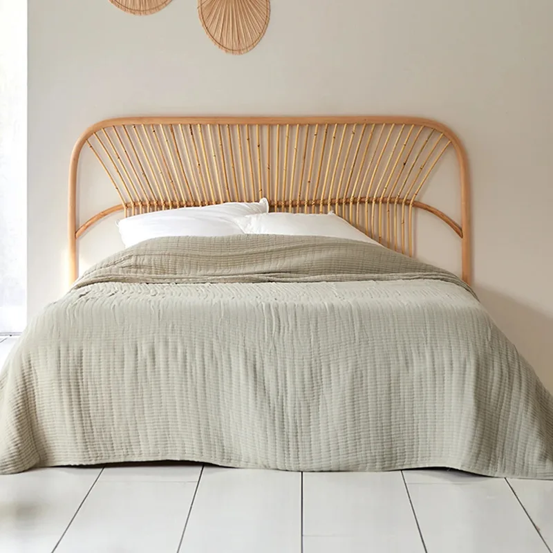 ins square rattan headboard B & B model room background floor decoration Indonesian rattan bed backrest