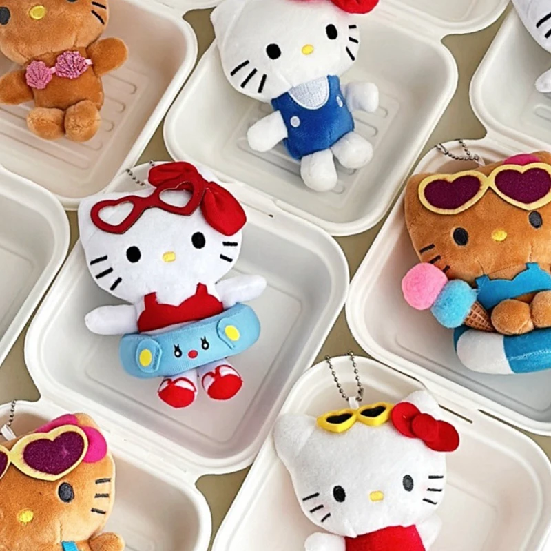 Kawaii Cute Anime Sanrio Swimming Circle Hello Kitty Doll Keychain Pendant For Women Girls Cartoon Backpack Decoration Gifts image 6