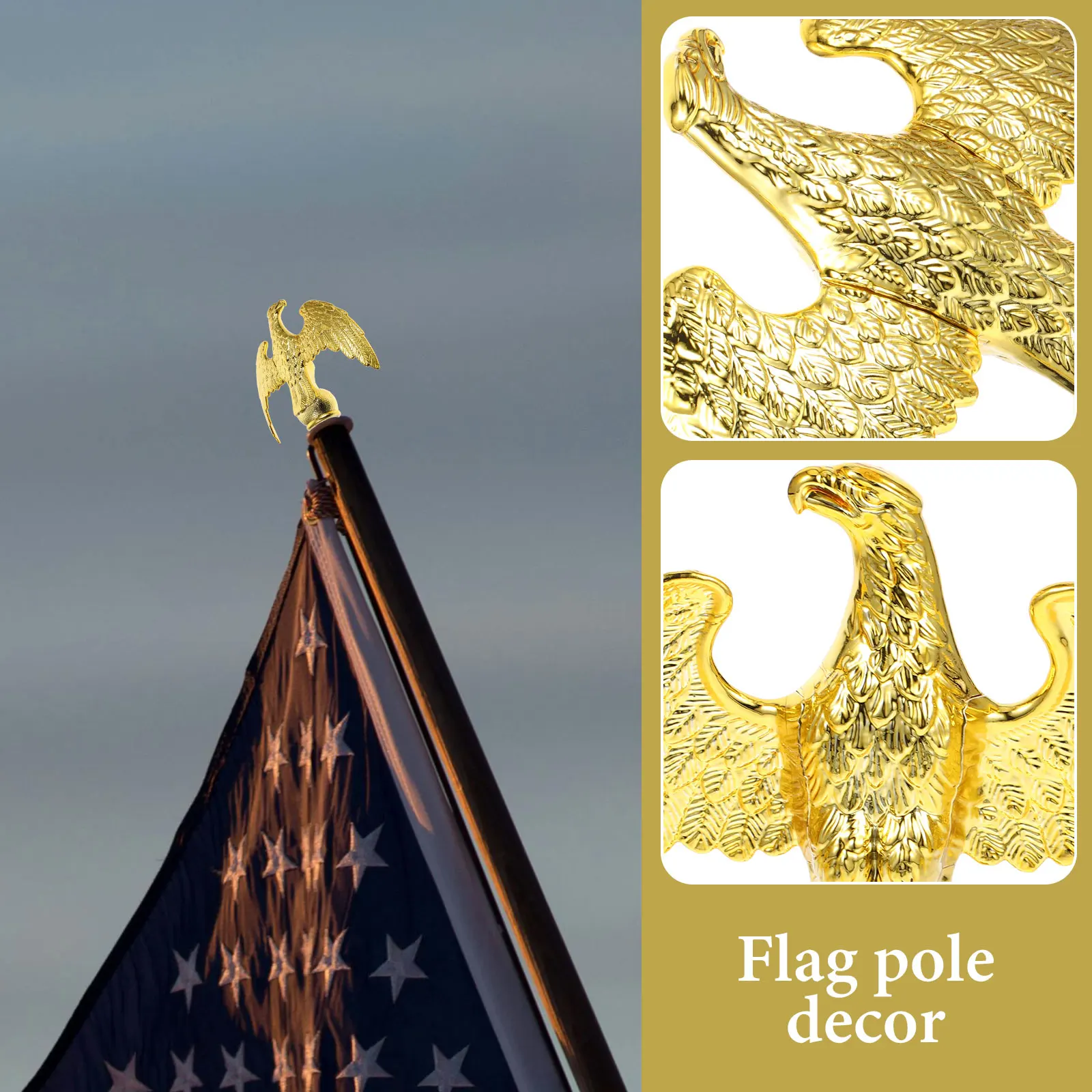 

Eagle Head Topper Diagonal Insertion Durable Plastic Flag Supplies Topper For Flagpole Outdoor Decor