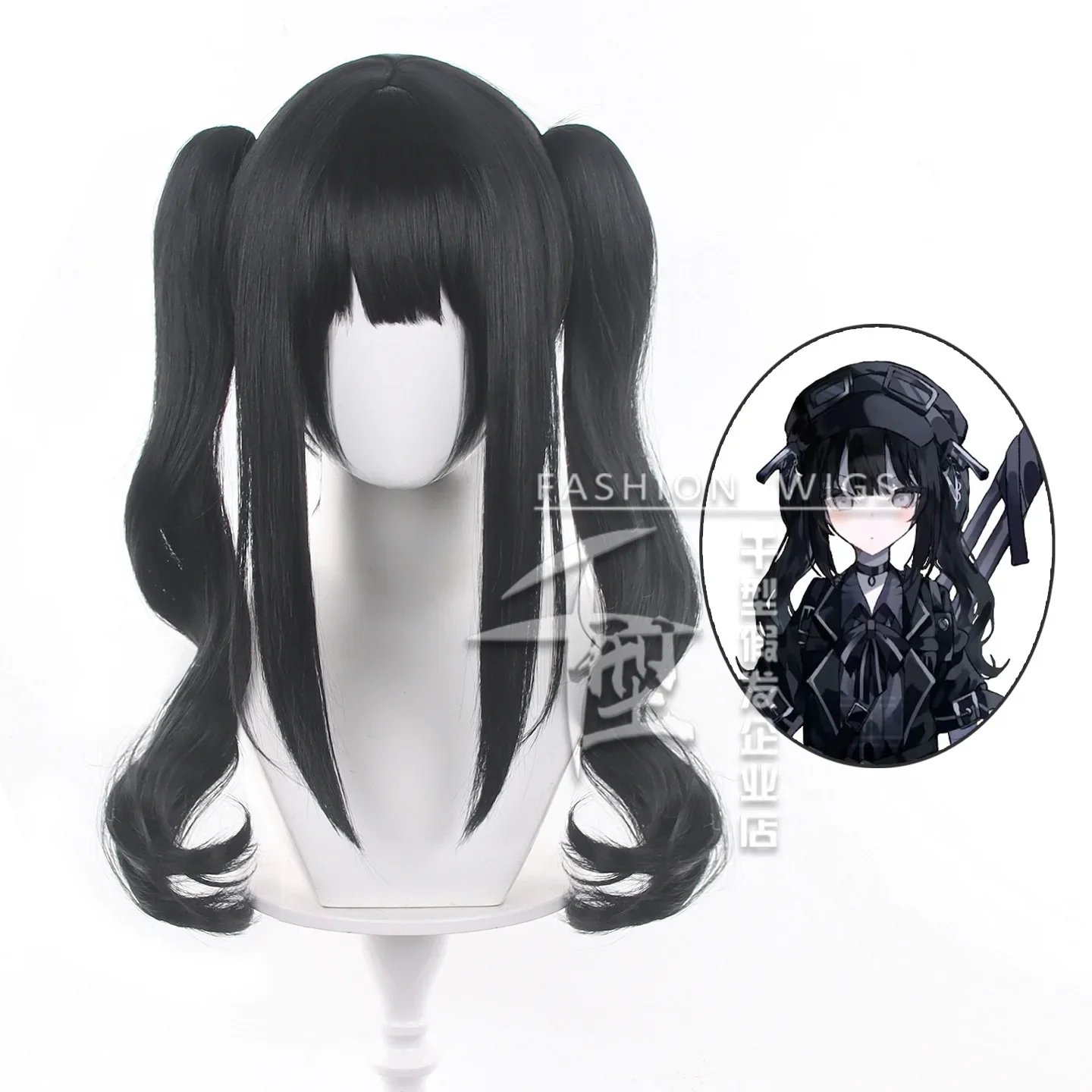 Game Magical Witch Trial Kurobe Nanoka Cosplay Wig Anime Long Black Curly Pigtails Blunt Bangs Wigs For Women Girls Carnival