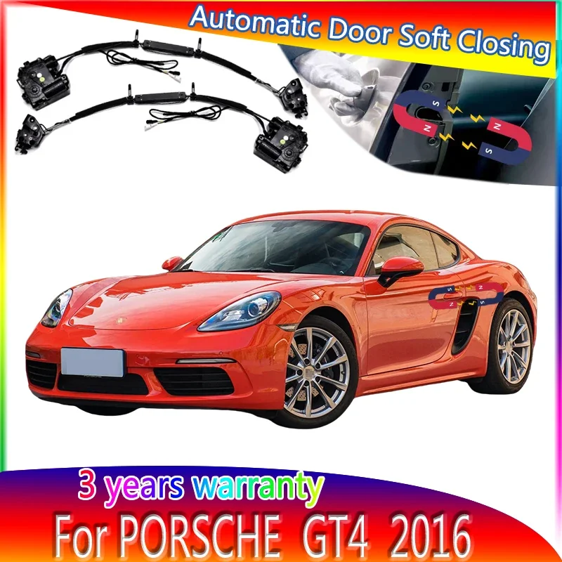 Pestillo de puerta de cierre suave para coche, actuador de bloqueo de paso, absorción eléctrica, cierre silencioso, accesorios para Porsche GT4 2016, 2 piezas