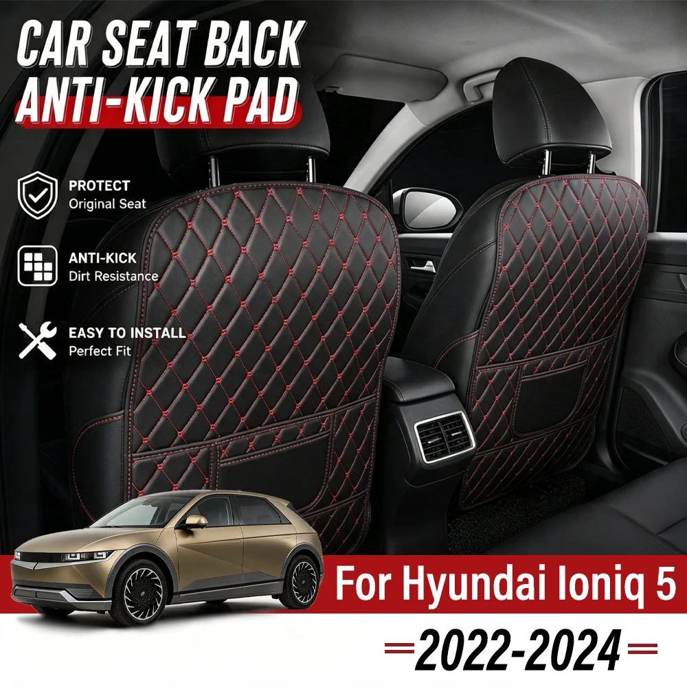 Easy Clean PU Anti Kick Mat Pads For Hyundai Ioniq 5 2022-2024 Dirt-Repellent, Two Color Choice, Quick Install Full Coverage