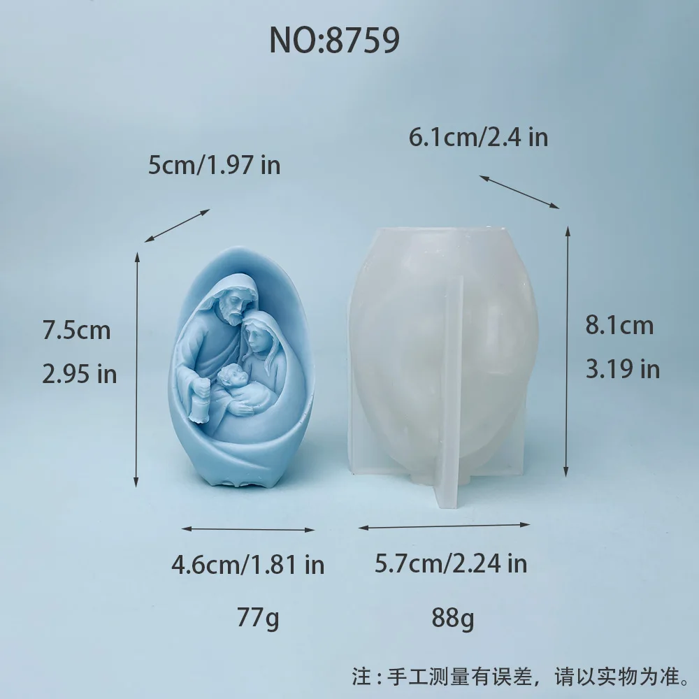 God's Family Silicone Candle Mold for DIY Aromatherapy Candle Plaster Ornaments Soap Epoxy Resin Mould Handicrafts Making Tool