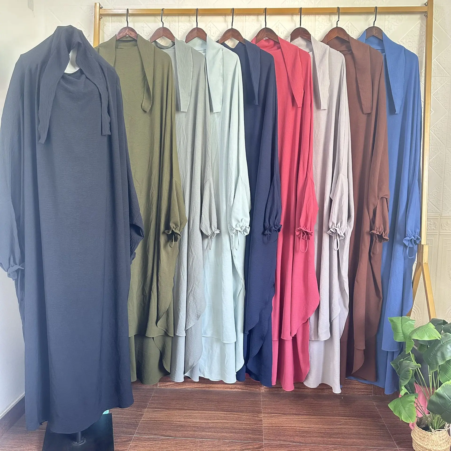 

Eid Ramadan One Piece Prayer Dress for Women Muslim Overhead Hooded Abaya Dubai Kaftan Turkish Burqa Arabic Robe Djellaba Islam