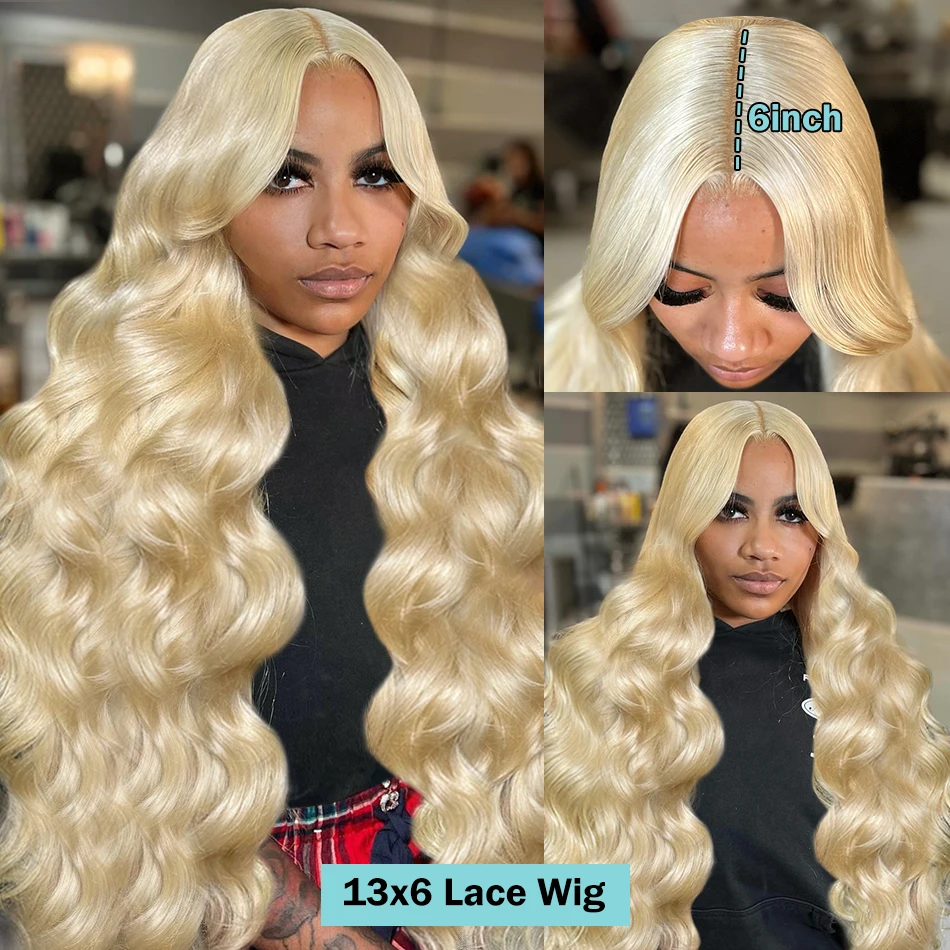 Honey Blonde Body Wave Perucas para Mulheres Negras, HD Transparente Lace Front Cabelo Humano, 30 ", 13x4 Frontal Peruca, 613, 13x6