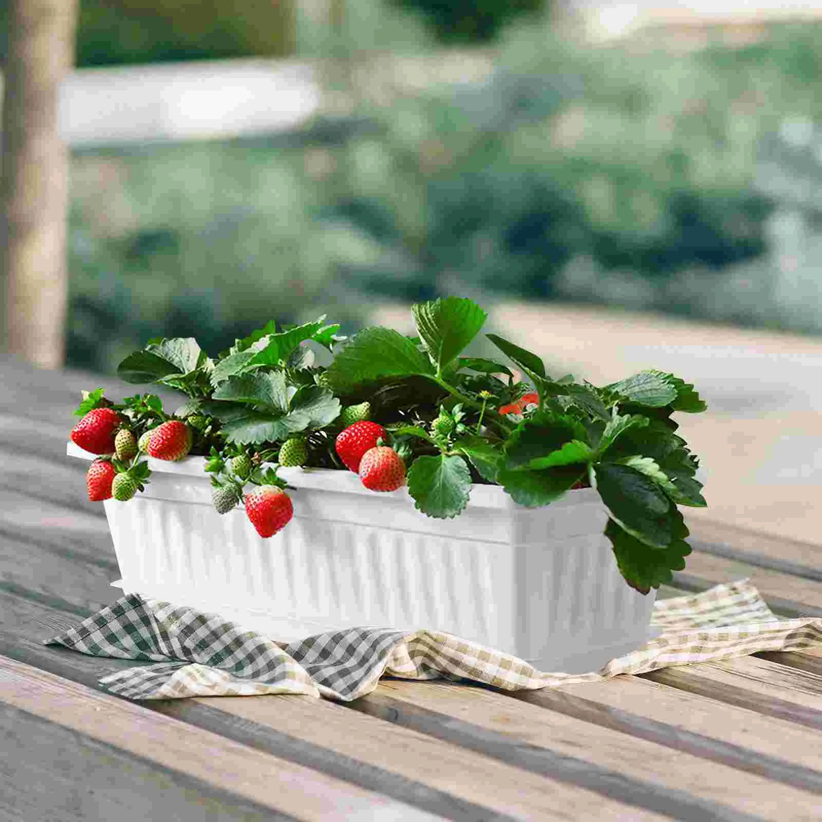 2 Pcs Large Rectangle for Outdoor Indoor Vegetable Pot Tray Garden Planting Pots Plastic Flower Pots for Balcony Garden