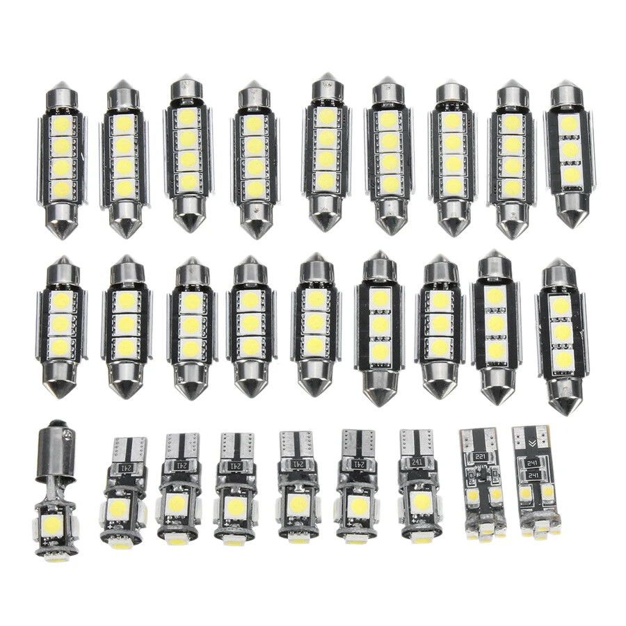 27Pcs White In-Car Led Light Kit For E-Class W211 2002-2008