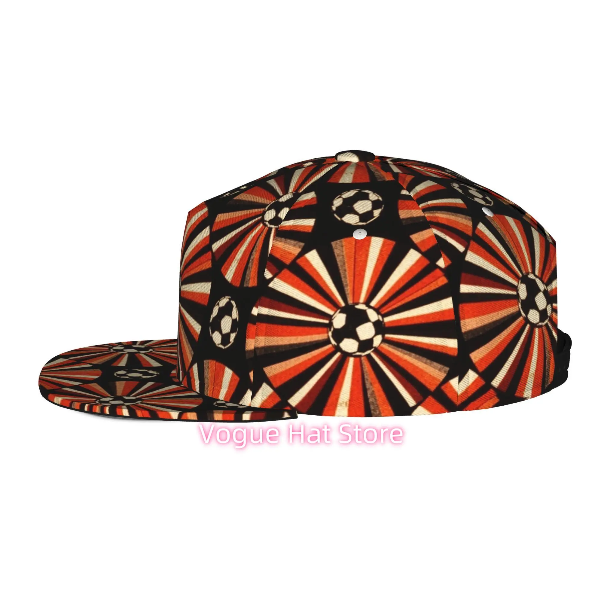 Men's & Women's Adjustable Snapback Baseball Cap with Abstract Soccer Ball Pattern - Flat-Top Suitable for Casual Outdoor,, Mach