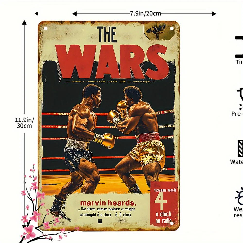 Vintage Boxing Fight Metal Wall Art - Retro HD Sign for Living Room, Bedroom, Bar, Garage - Iron Home Decor with Dynamic Boxing