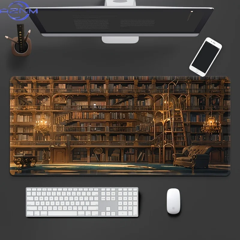 Library Mouse Pad Non-Slip Rubber with Stitched Edges Large Desk Mat  Enhanced Gaming Office Home Desk Accessory for PC Study