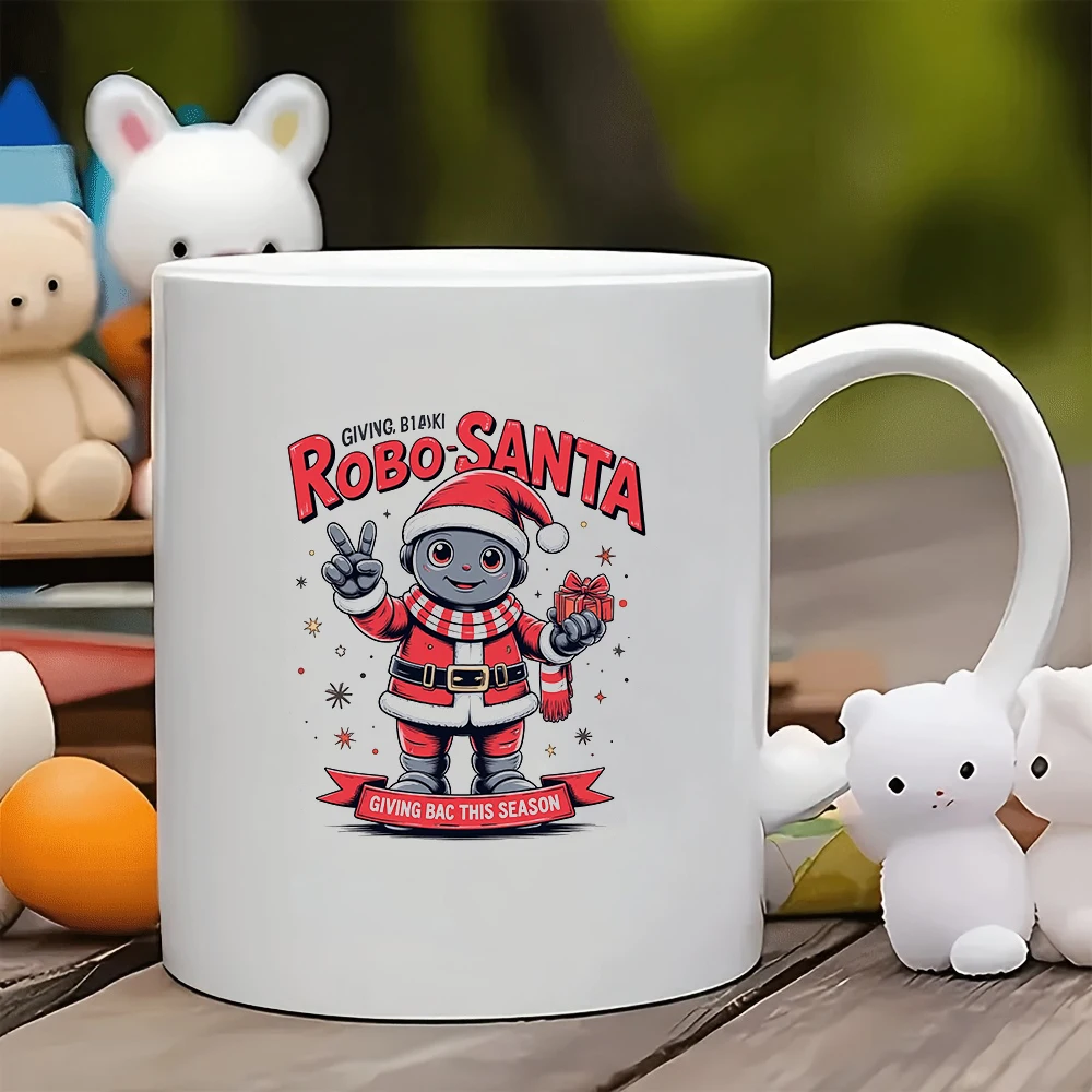 

11oz Santa Claus Robot Mug + Cartoon Santa Claus Cup Christmas Gift Kids Cup Family Office Coffee Cup