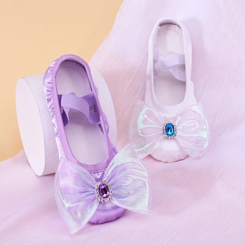 ballet shoes girl bow mesh Girl princess shoes dancing shoes for girls dancers Dance ballet flats shoes for sports dancing