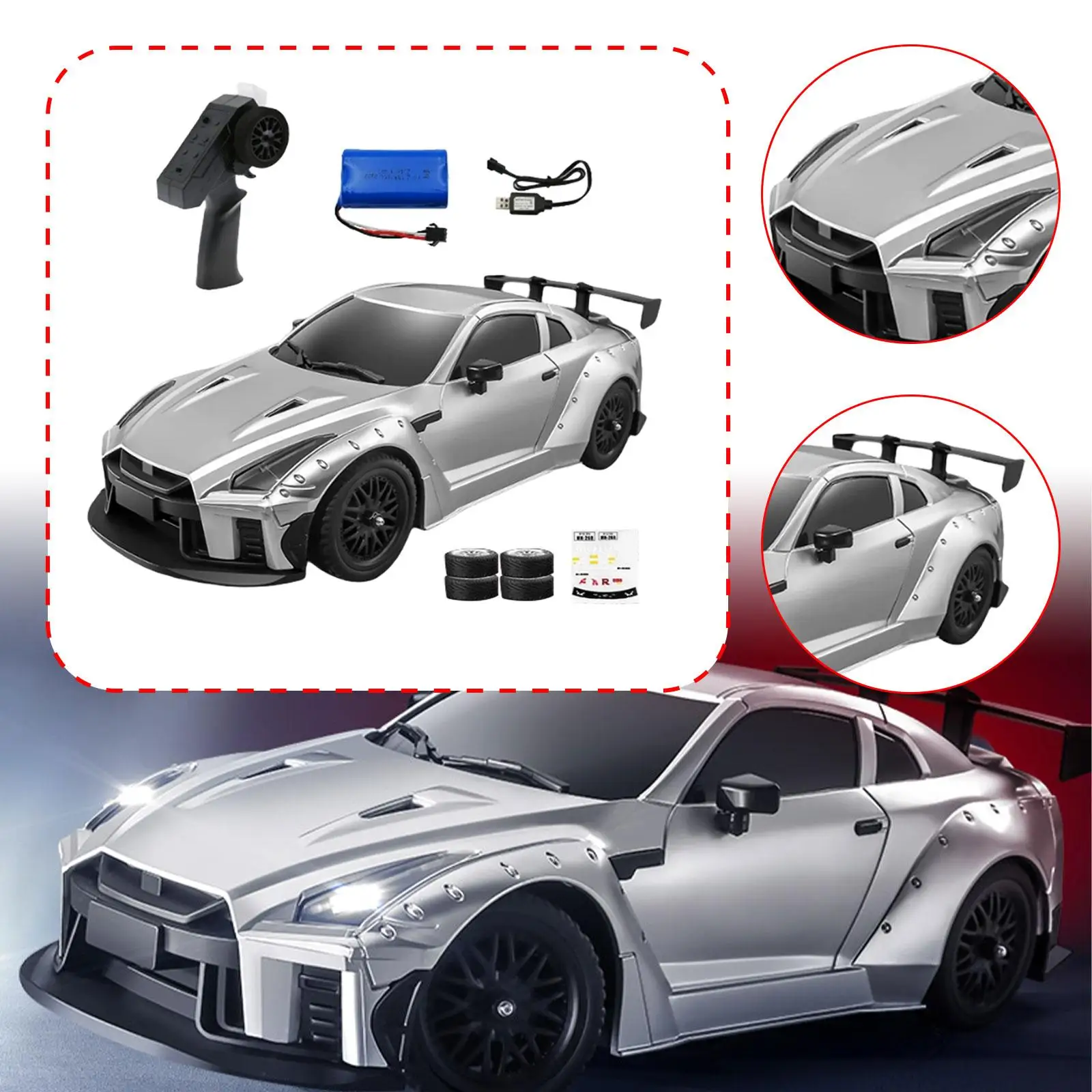 

1/16 Scale RC Drift Car Gift Sport Race Toy Car with Light Hobby High Speed
