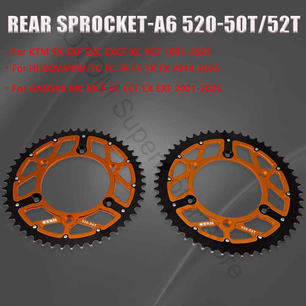 

1991-2025 Motorcycle Rear Dual Sprocket 520 50T 52T For KTM SX SXF EXC EXCF XC XCF HUSQVARNA TC FC TE FE GASGAS MC MCF EC ECF MC