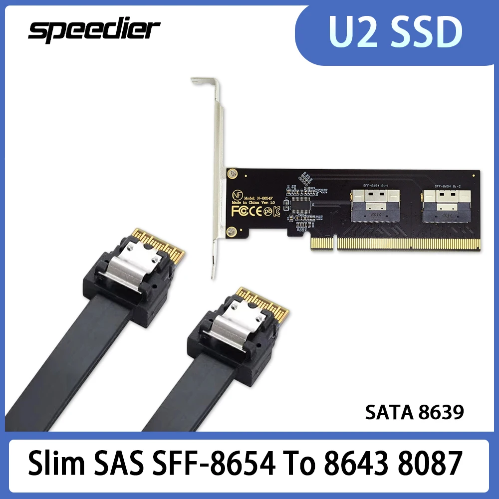 Built-in Slimline SAS SFF-8654 To 8643 8087 SATA 8639 Cable SFF 8654 To U2 SSD/NGFF/NVMe/PCIe Adapter Card,Conversion Cable
