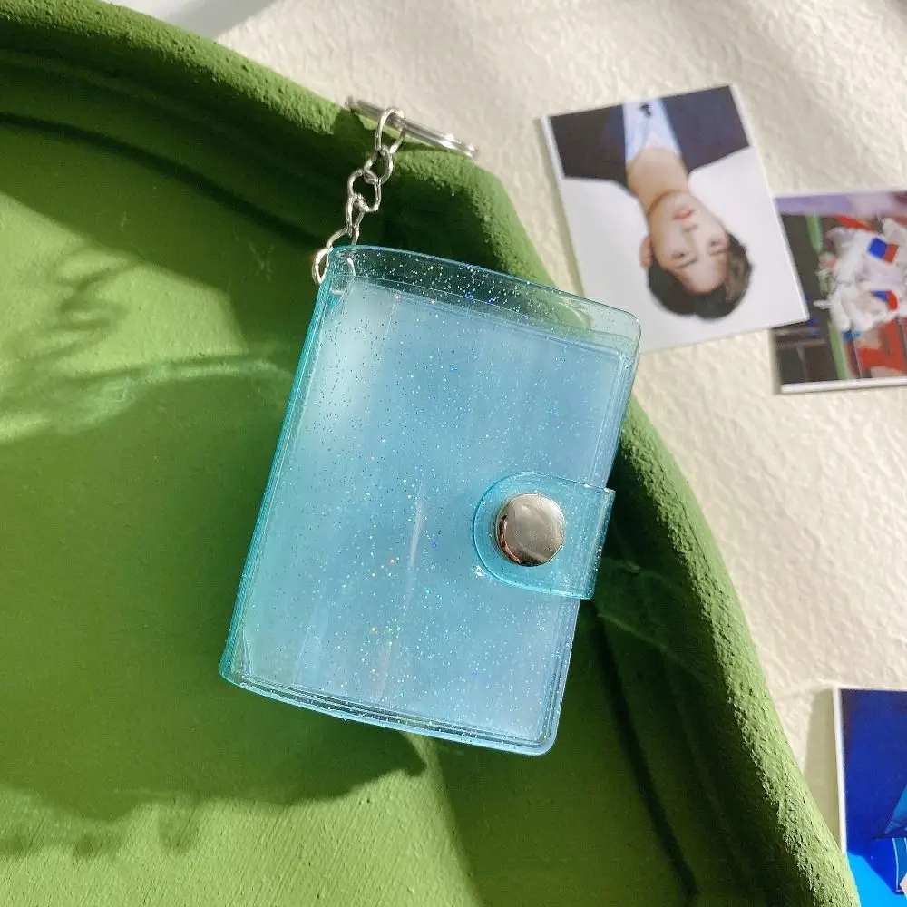 With Keychain Mini Photo Album Snap Button Design DIY Storage Photo Card Holder PVC Simple Portable Pocket Album Photo Sticker
