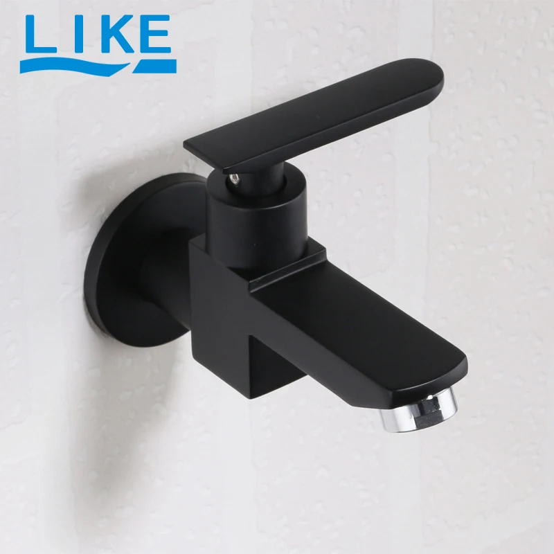 

304 Stainless Steel Balcony Laundry Sink Faucet Wall-Mounted Single Hole Single Cold Faucet Matte Black