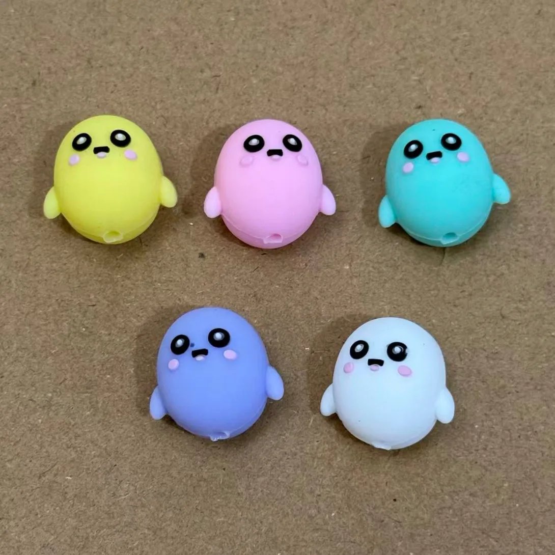 10pcs 3D Ghost Focal Bead Silicone Focal Beads BPA Free Baby Beads DIY Pacifier Chain Pen Making Keychain Jewelry Accessories
