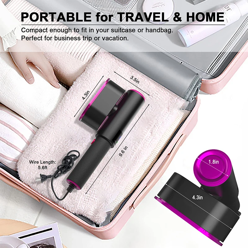 เตารีดอบไอน้ำพกพาแบบดิจิตอลใช้ในครัวเรือนเครื่องรีดแห้งเร็วเทคโนโลยีพัลส์แบบพกพาหน้าจอ LCD