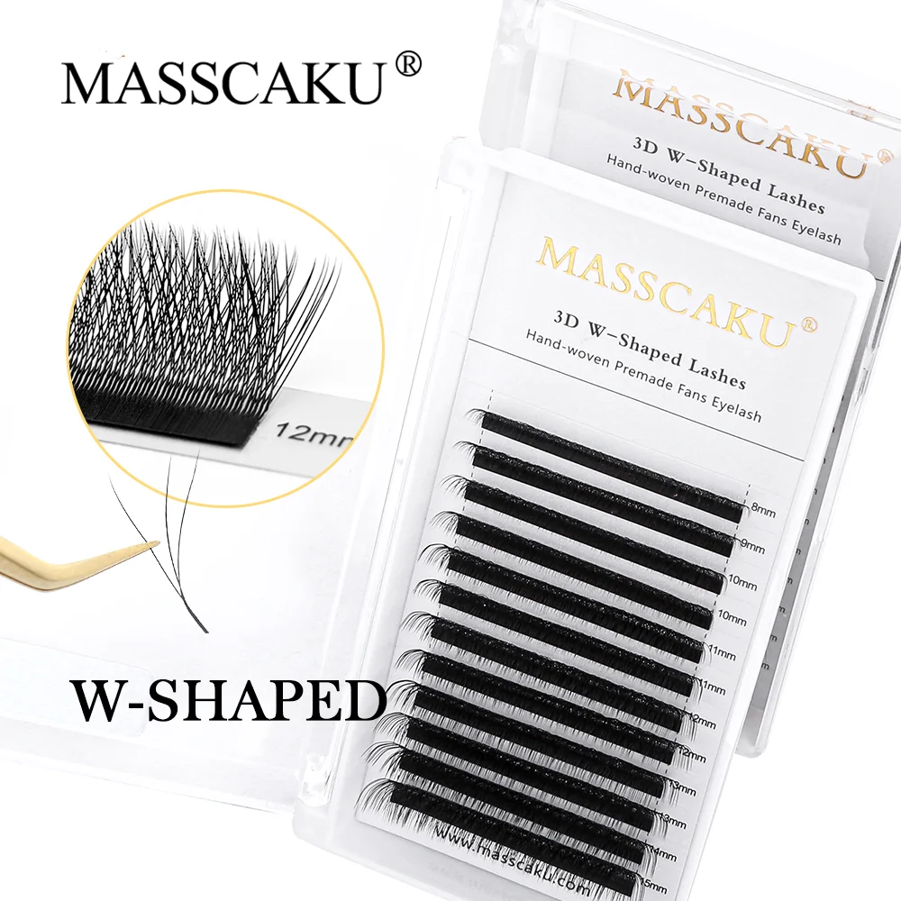 

Top quality W type 3D premade fans volume eyelashes extensions 8-15mm & mix length individual silk volume eyelashes easy to work