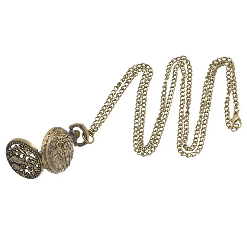 نقشة مزدوجة من magpeys ساعات جيب عتيقة منقوشة ، حركة كوارتز ، ساعة جيب على السلسلة ، ساعة هيكل عظمي ، موضة #6