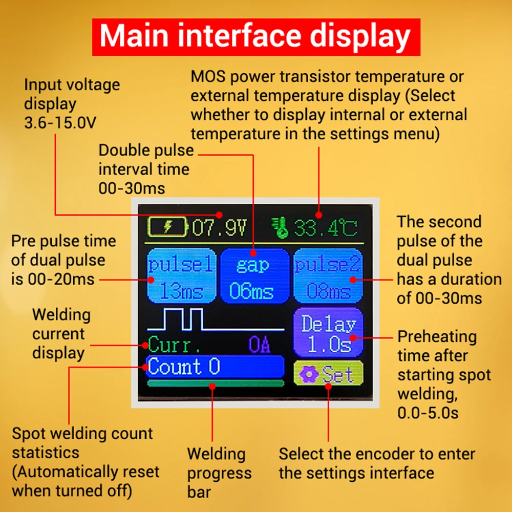 Máquina portátil do soldador do ponto de bluetooth ZK-XW2 3000a com 1.8 "display colorido para 18650 bateria tira de níquel/soldagem da tira de aço