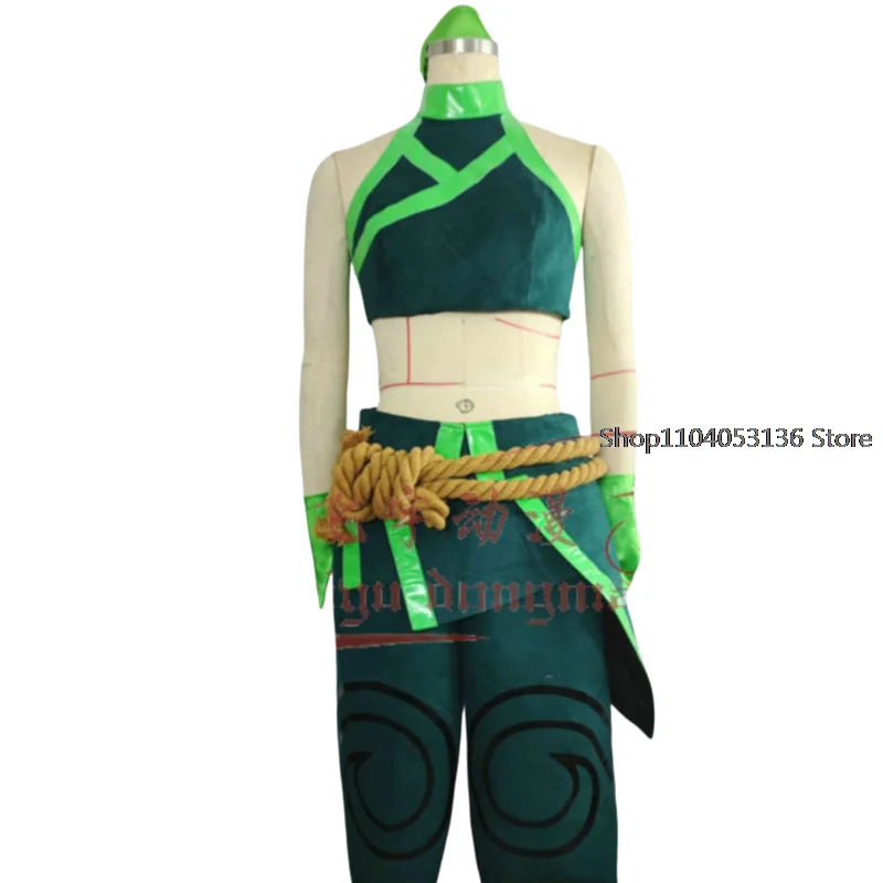 Pre-sale LOL Akali Cosplay Costume Halloween Costumes Custom made size The Rogue Assassin Green Suits