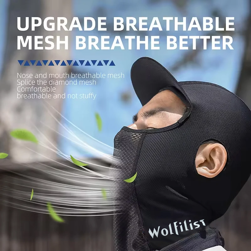 WOLFILIST 1PC Full Face Sun Protection Mask Summer Ice Silk Comfortable Face Balaclava For Hiking, Cycling, Hunting, Fishing