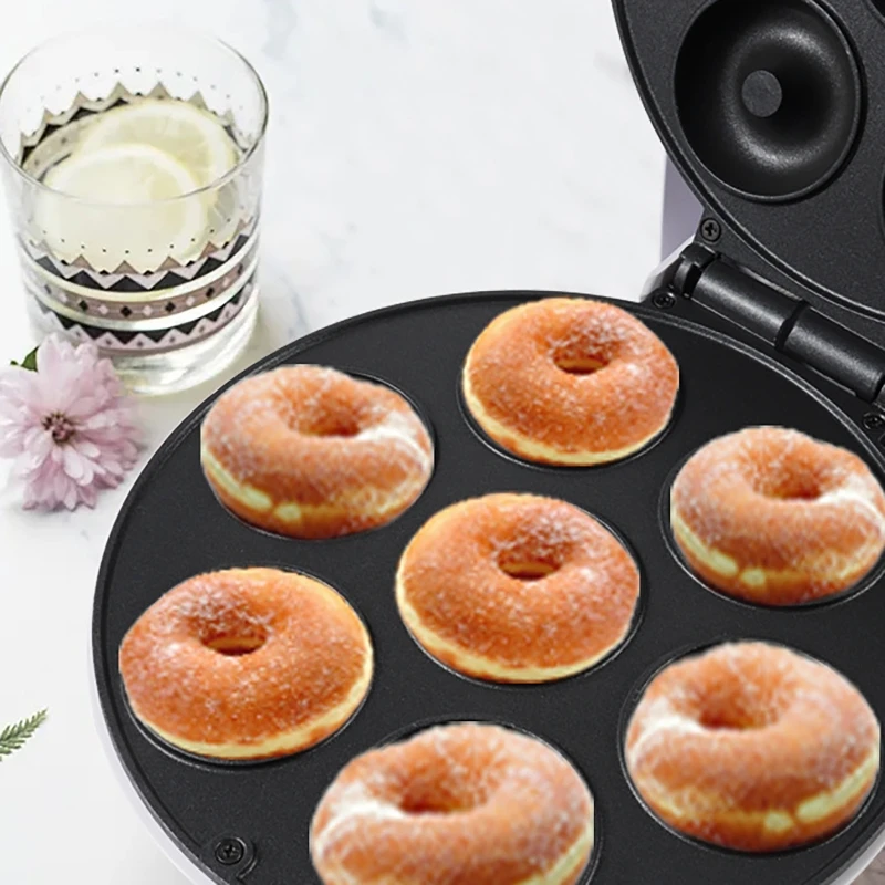 Electric Mini Donut Maker Machine Double-sided Heating Non-stick Coating for Breakfast Dessert Snack Family Party Bakeries