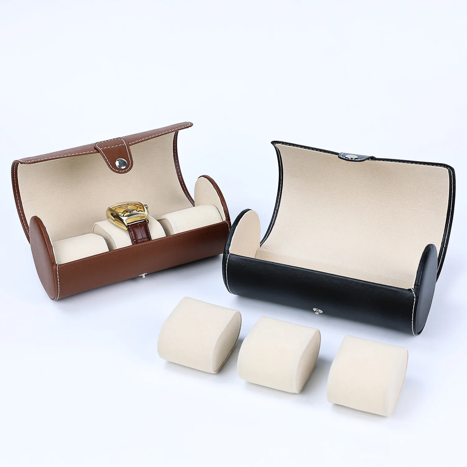 

Dreiss Packaging Pu Leather Spot Three Meter Watch Storage Box Exquisite Compact Buckle Watch Display Box