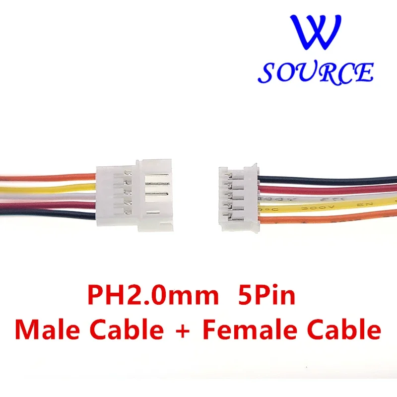 PH2.0 Pitch 2.0mm 2/3/4/5/6Pin 26AWG 15CM JST Wire Connectors JST 2P 4P Micro Male Plug Female Jack DIY Electrical Cable Adapter