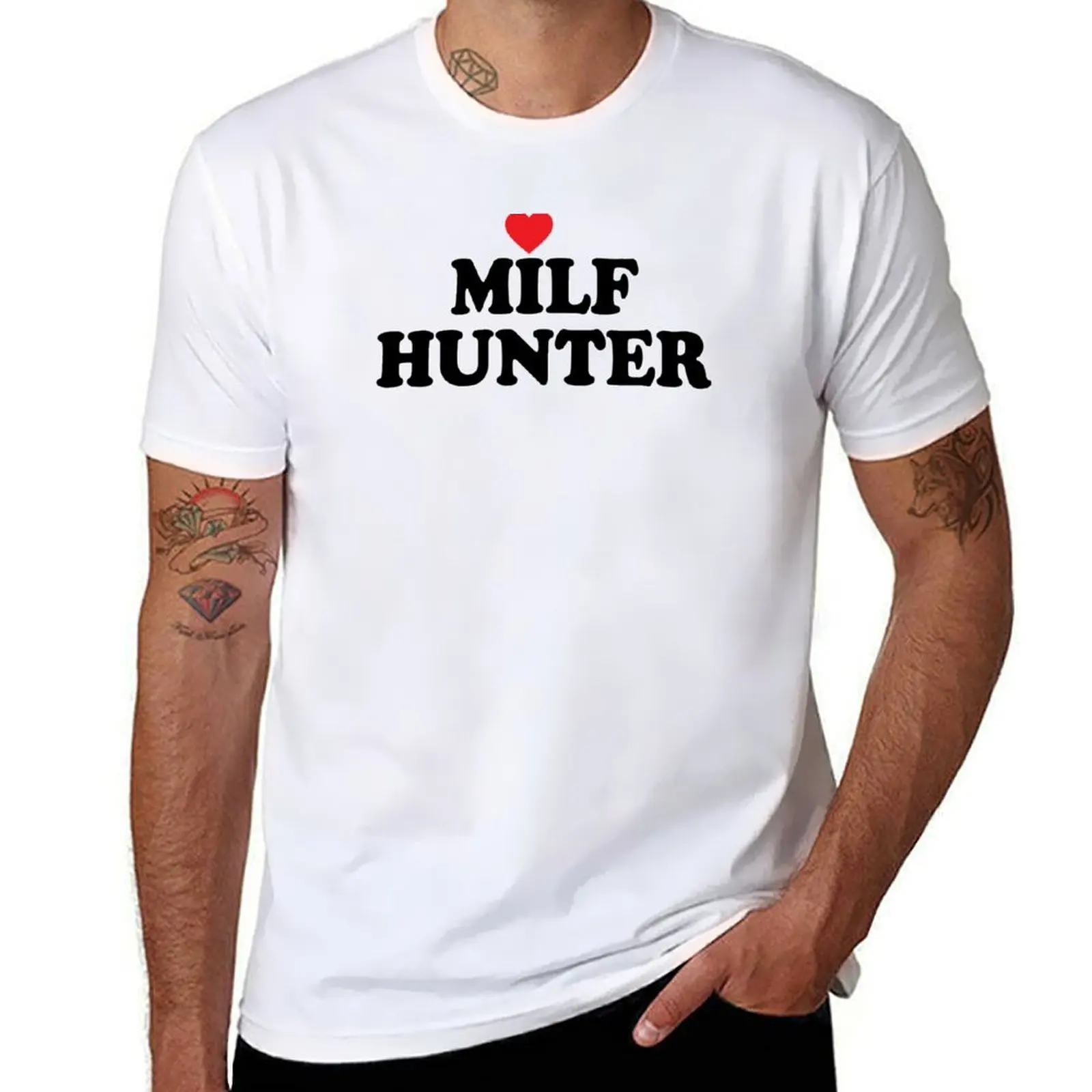 MILF HUNTER - Cool Funny Biker Motorcycle Helmet Or Car Bumper T-Shirt clothes Man t-shirt fitted t shirts for men